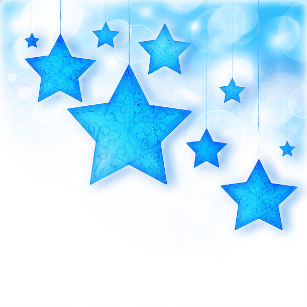 istock Blue stars Christmas tree ornamental border 458812031