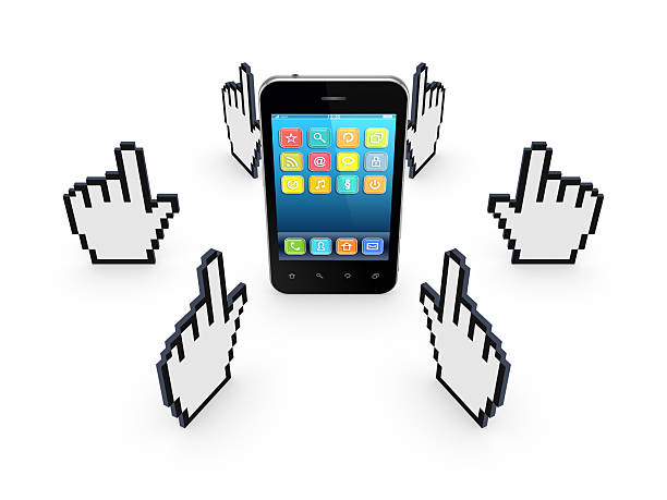 istock Cursors around mobile phone. 458815983