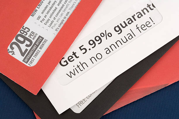 istock Close-up of advertising mail in red envelope 458817357