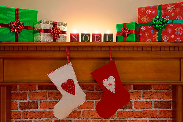 istock Christmas stockings under the mantlepiece 458831849