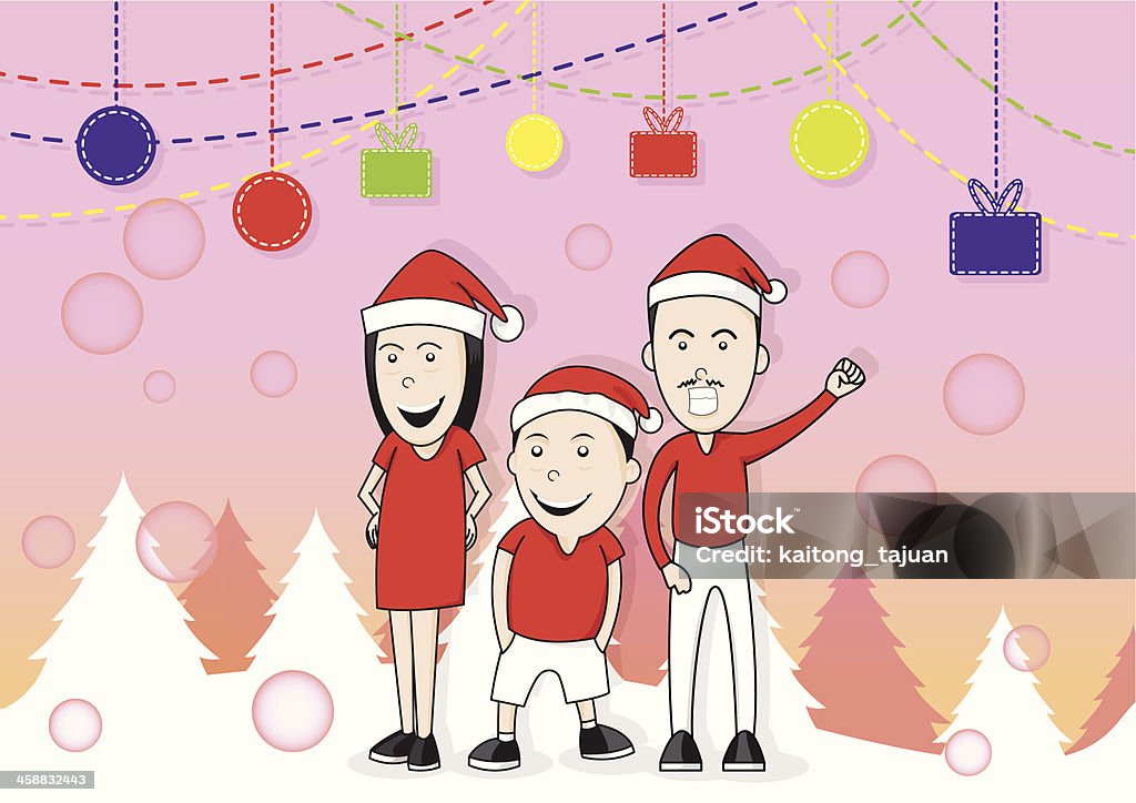 Joyeux Noël en famille - clipart vectoriel de Enfant libre de droits