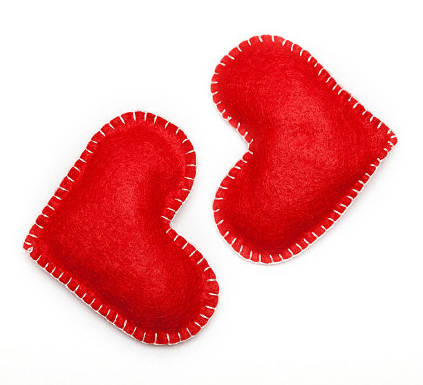 Hearts Small red hearts isolated on a white background felt heart shape small red stock pictures, royalty-free photos & images