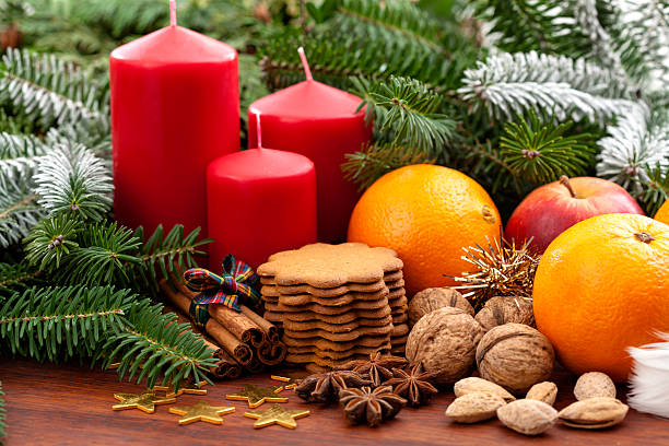istock Candles, fruits, cookies and nuts 458839523