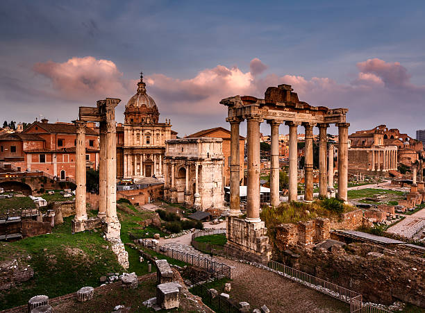 istock Roman Forum (Foro Romano) and Ruins of Septimius Severus Arch 458840139