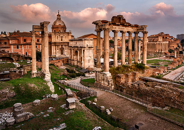 istock Roman Forum (Foro Romano) and Ruins of Septimius Severus Arch 458843847