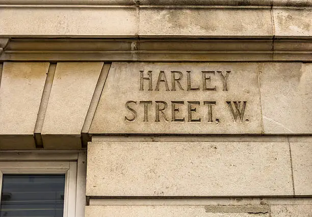 A sign for Harley Street in London