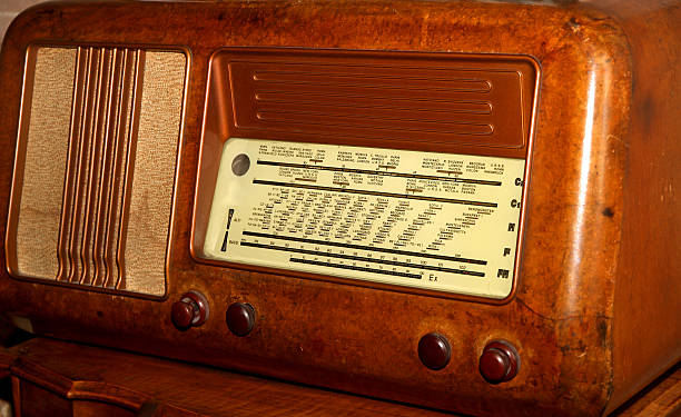 istock radio 1950 years in Burr walnut and the stations names 458848791