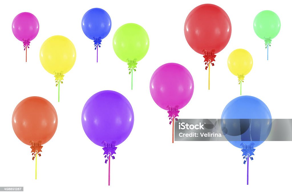 Balões coloridos isolado no fundo branco - Foto de stock de Alegria royalty-free