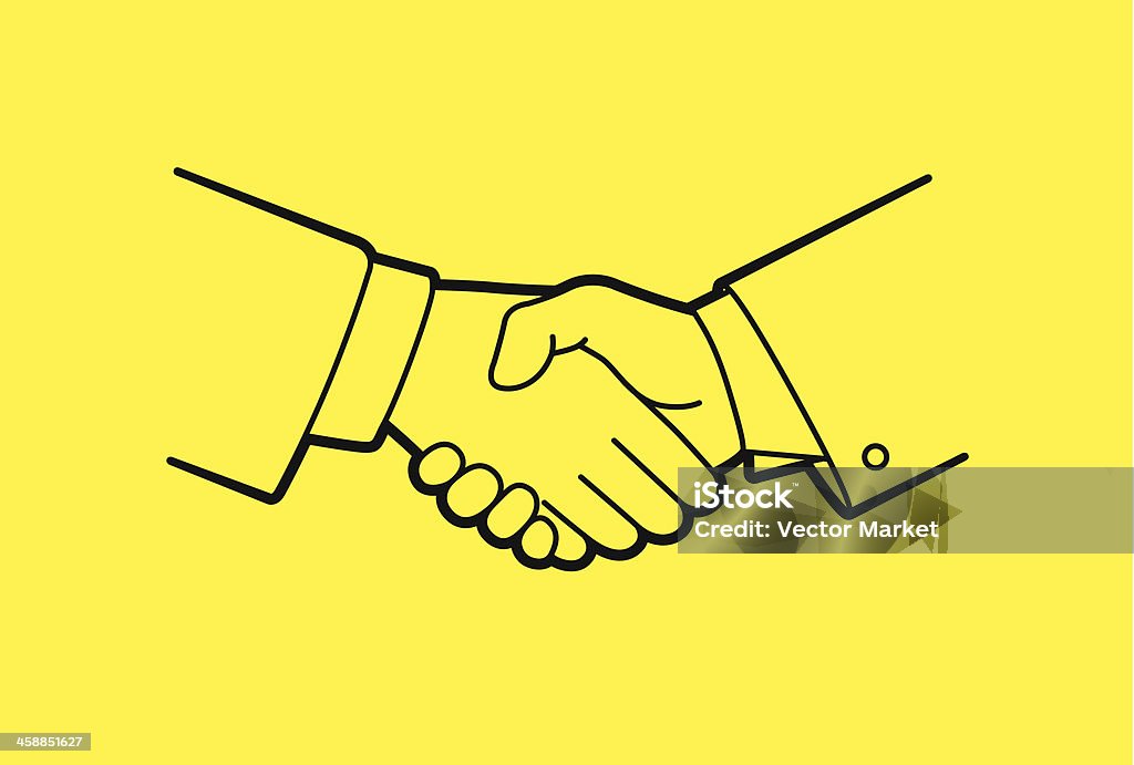 Vector Handshake Icon Symbol Two men shaking hands, vector outline image. Agreement stock vector