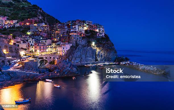 Manarola Cinque Terre In Italy Stock Photo - Download Image Now - Architecture, Beach, Cinque Terre