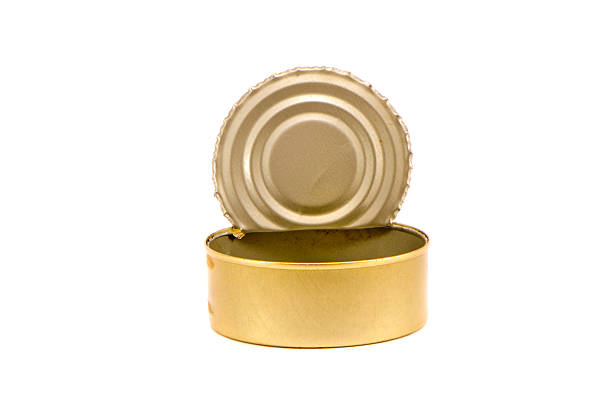 istock Empty opened preserve steel can. Isolated on white 458853345
