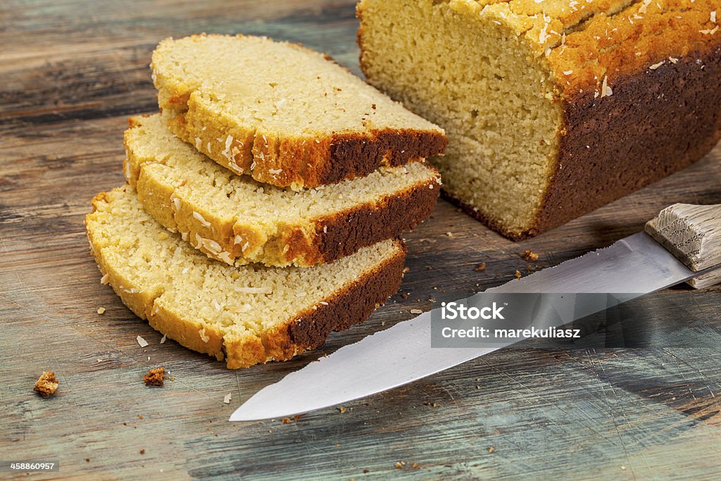 coconut bread slices slices of freshly baked, gluten free, coconut flour bread Baked Stock Photo