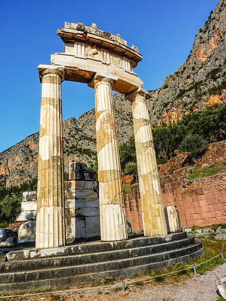 Temple of Athena pronoia at Delphi oracle in Greece