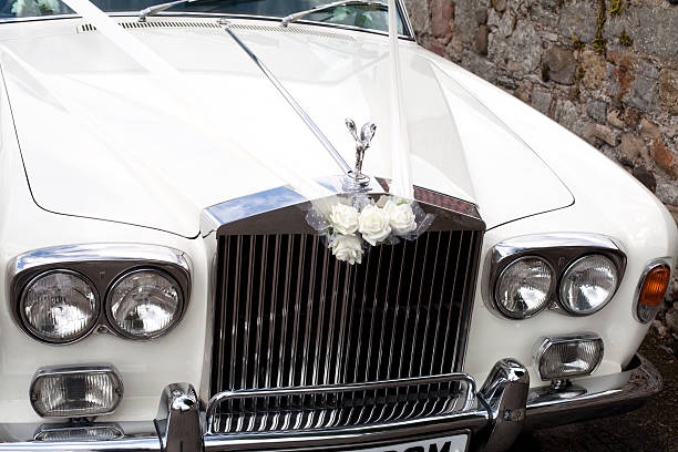 Luxury wedding car decorated with flowers