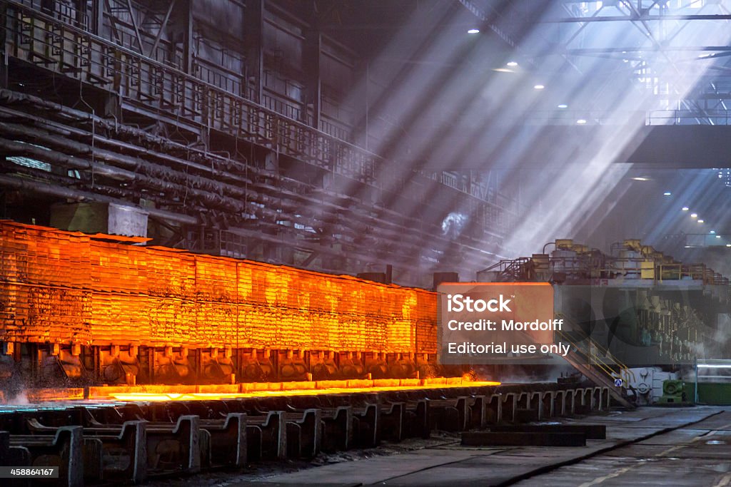 Reaquecimento fornos Cherepovets Fábrica de Aço, Rússia - Royalty-free Moinho Foto de stock