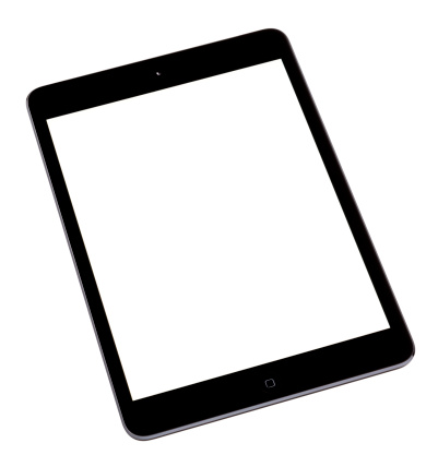 Seoul, Korea - July 29, 2013 : Apple iPad mini displaying a blank white screen. The iPad mini, a smaller, thinner version of the iPad has a 7.9\