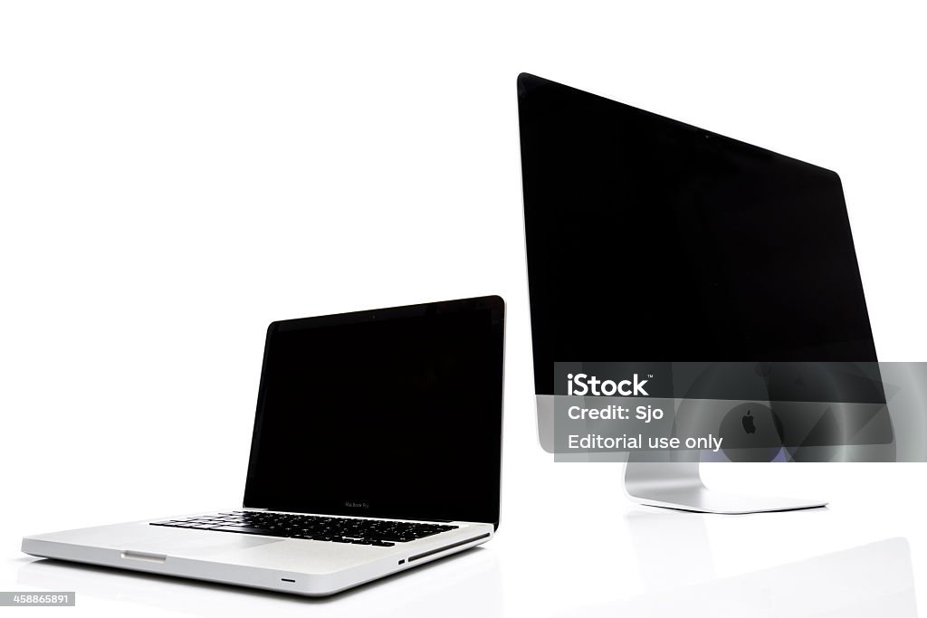 iMac 및 Macbook Pro - 로열티 프리 컴퓨터 모니터 스톡 사진