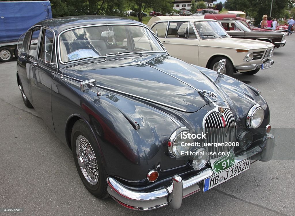 Oldtimer Jaguar MK II Gmund, Germany - August 11, 2013: Oldtimer Jaguar MK II on Tegernsee meeting in Gmund / Bavaria. Here is organized every year a vintage car rally. The car is built 1962 1950-1959 Stock Photo