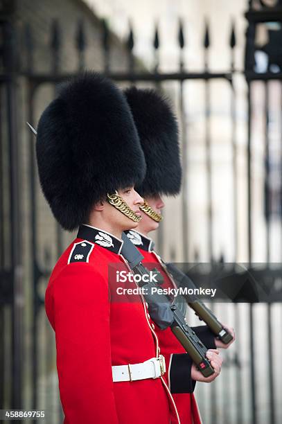 Zwei British Royal Fuß Guards Rote Jacke Busby London Stockfoto und mehr Bilder von Britische Kultur