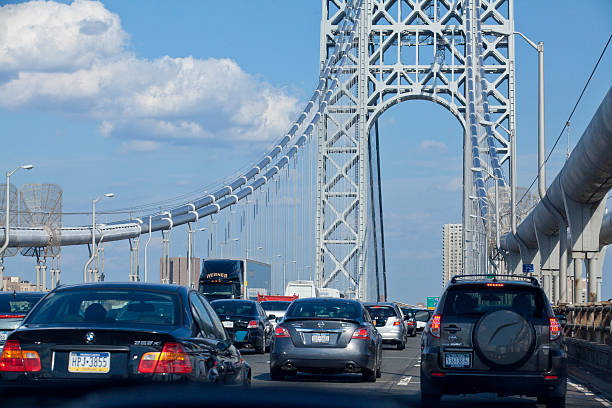 New York City, USA - August, 10th 2013: Traffic at the George Washington Bridge on a late weekend afternoon in between New Jersey and New York City