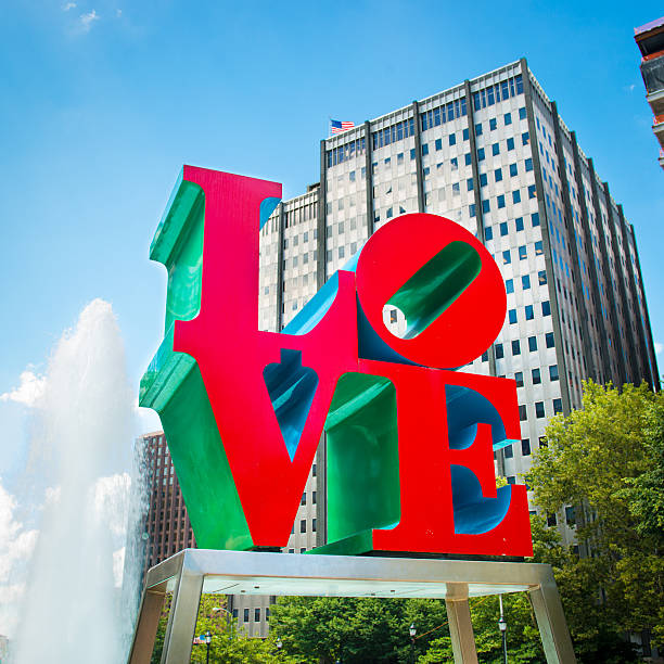 Philadelphia, United States - July 5, 2013: The Love Sculpture by the pop artist Robert Indiana was placed in Philadelphia's \
