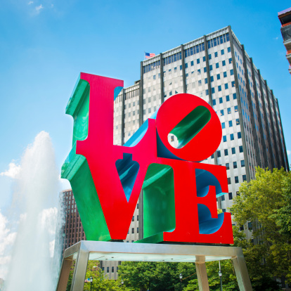 Philadelphia, United States - July 5, 2013: The Love Sculpture by the pop artist Robert Indiana was placed in Philadelphia's 