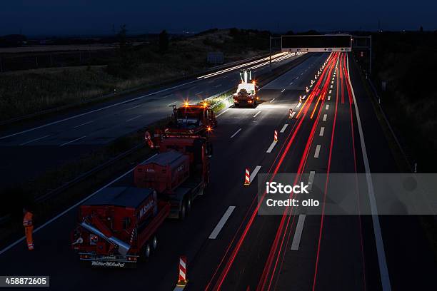 Solar De Construcción En Alemania Highway A3 Foto de stock y más banco de imágenes de Construcción de carretera - Construcción de carretera, Noche, Autobahn