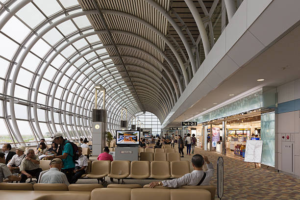 Natori, Japan - September 5, 2013 : People at the International Departure Hall in Sendai Airport, Natori, Miyagi Prefecture, Japan. The airport was damaged by the 2011 Tohoku earthquake and tsunami.