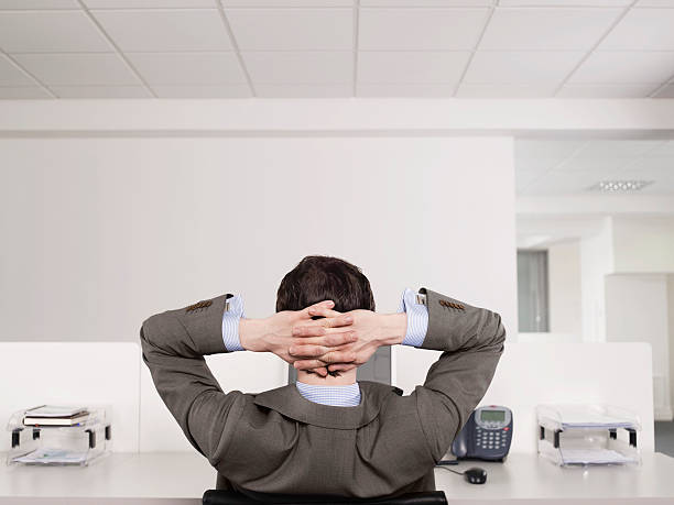 istock Male Office Worker Relaxing At Desk 458876623