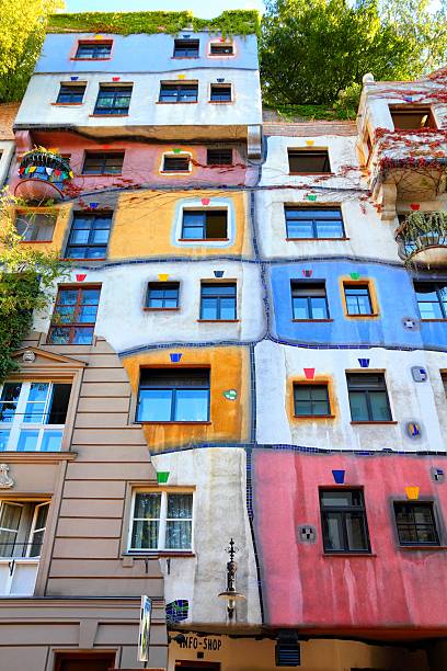 Vienna - Hundertwasser House Vienna, Austria - September 6, 2011: Hundertwasser Haus on September 6, 2011 in Vienna. The iconic building by famous architect is one of reasons to visit Vienna. hundertwasser haus in vienna austria stock pictures, royalty-free photos & images
