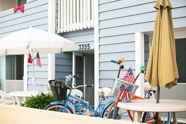 Fourth of July Decorations at beach house stock photo