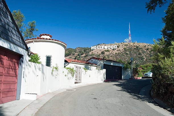 Hollywood assinar nas montanhas de Santa Monica em Los Angeles - fotografia de stock