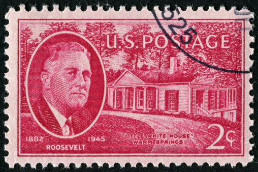 Richmond, Virginia, USA - December 3rd, 2012: Cancelled Stamp From The United States Featuring The American President, Franklin Delano Roosevelt And The \