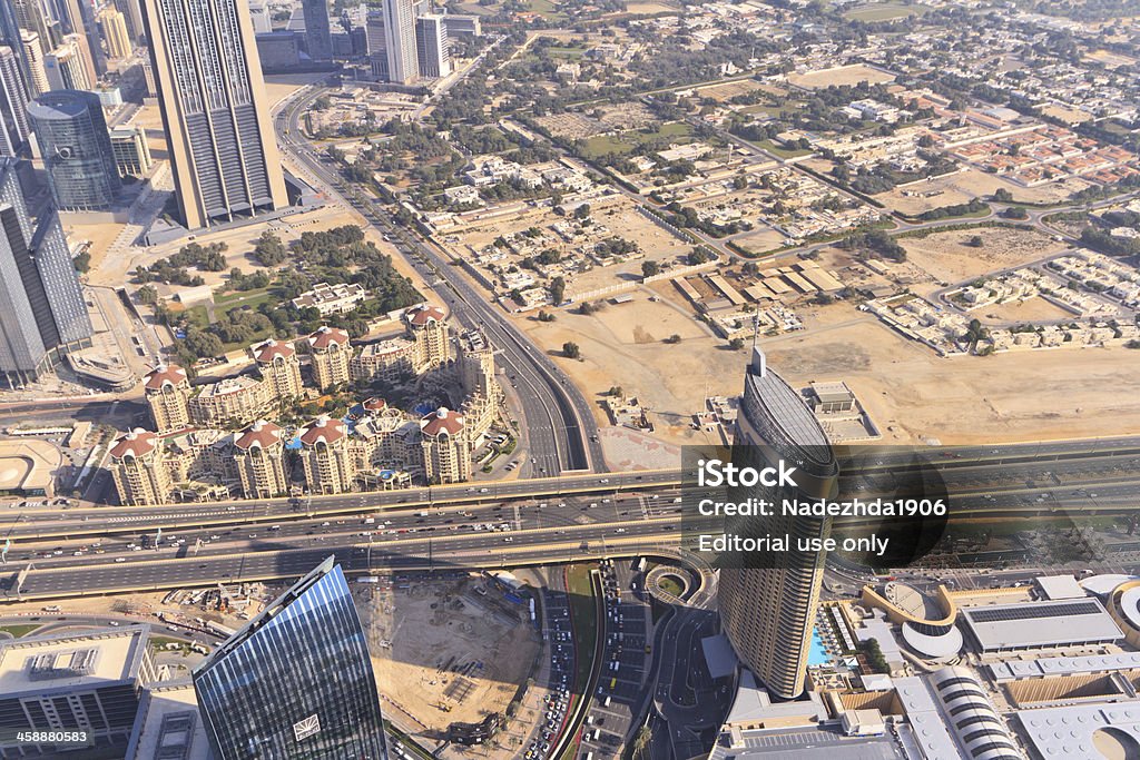 Veduta aerea del centro di Dubai Downtown district - Foto stock royalty-free di Affari