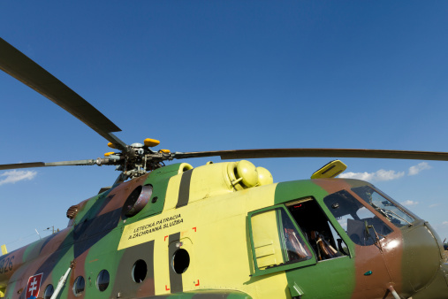 KecskemAt, Hungary - August 3, 2013: Slovakian Mil Mi-17 helicopter on display at the KecskemAt International Airshow.