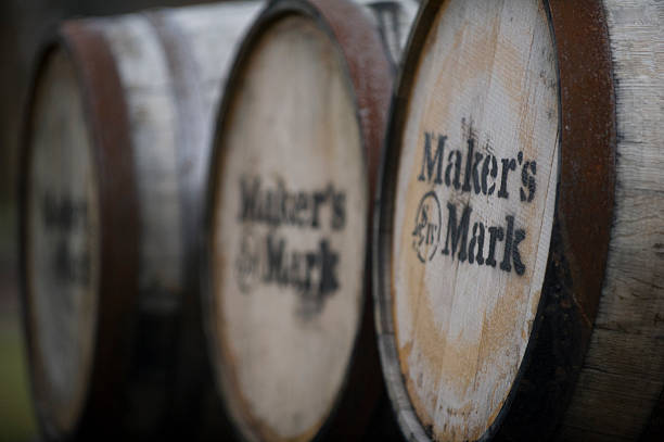 Barrels of Maker's Mark Whiskey in Kentucky stock photo