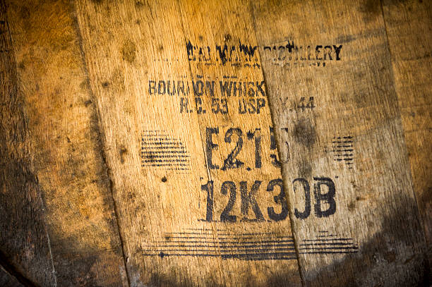 Barrel Tag for Maker's Mark Whiskey in Kentucky stock photo