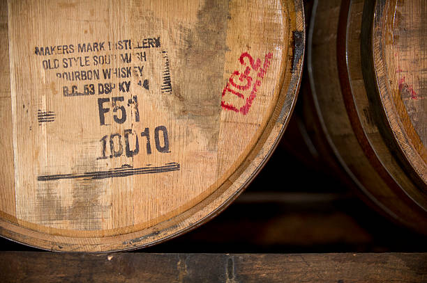 Barrel Tag for Maker's Mark Whiskey in Kentucky 2 stock photo