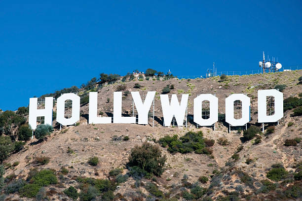 Hollywood assinar nas montanhas de Santa Monica em Los Angeles - fotografia de stock