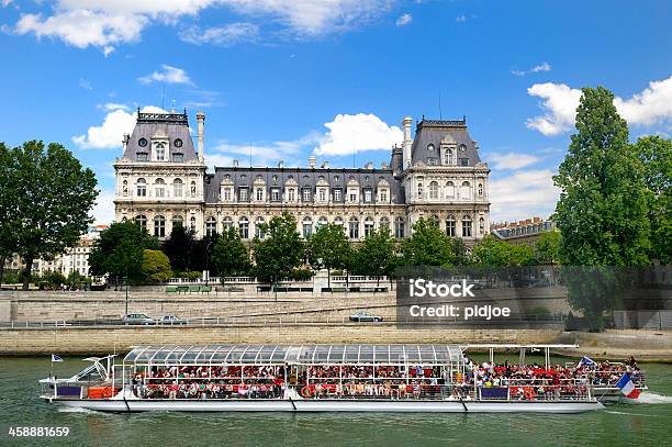 Tourboat Crowded With Tourists On Seine River Paris France Stock Photo - Download Image Now