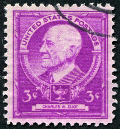 Richmond, Virginia, USA - November 28th, 2012: Cancelled Stamp From The United States Commemorating The American Academic And The President Of Harvard University, Charles William Eliot.