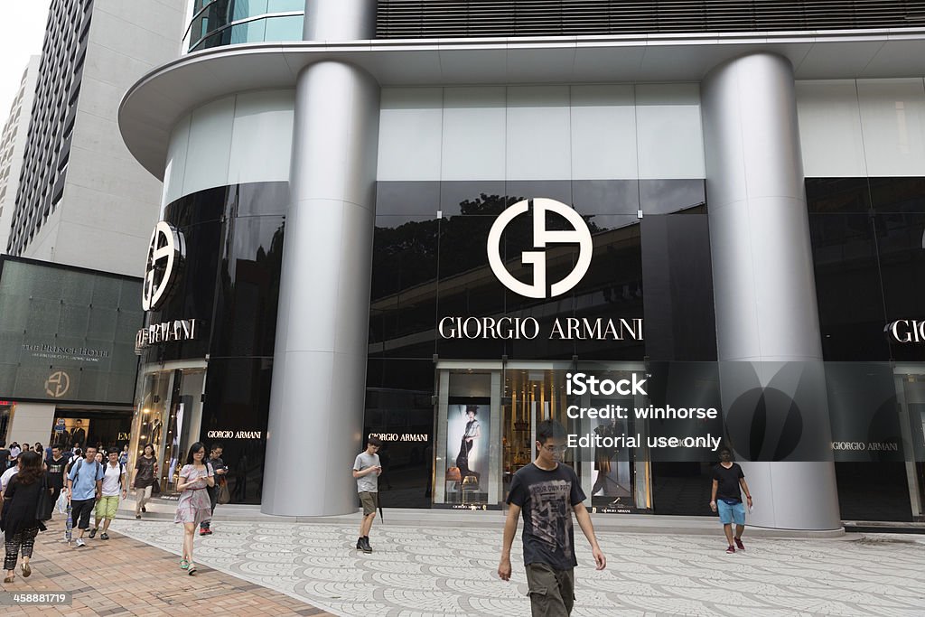 Giorgio Armani-Designer Label 플래그십 홍콩 - 로열티 프리 Brand Name 스톡 사진