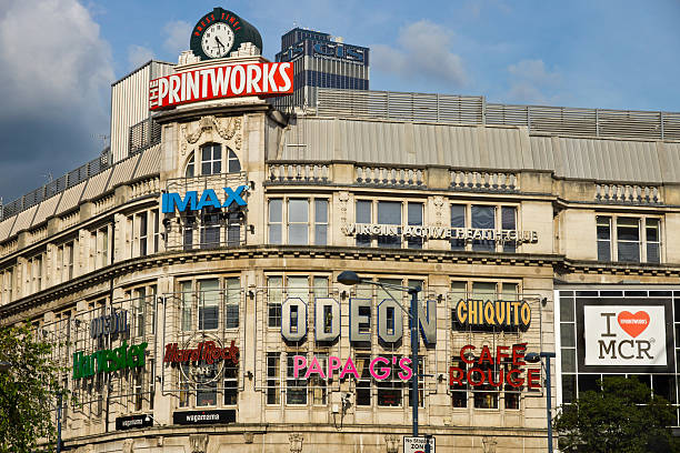 façade printworks manchester - off mot anglais photos et images de collection