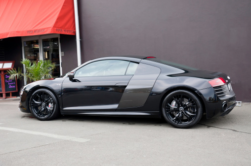 Christchurch,New Zealand - july 09,2013: An AUDI R8  NZ V10 PLUS S TRONIC from 2013  is  parked on a street in the centaral of Christchurch,New Zealand