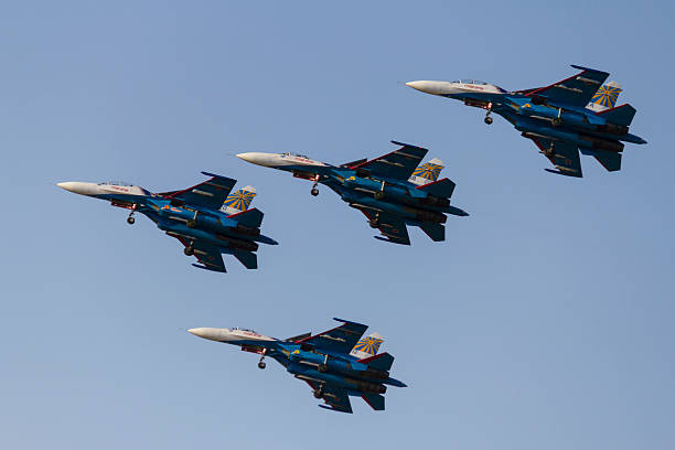 ロシアの騎士 - flying air vehicle performance airshow ストックフォトと画像