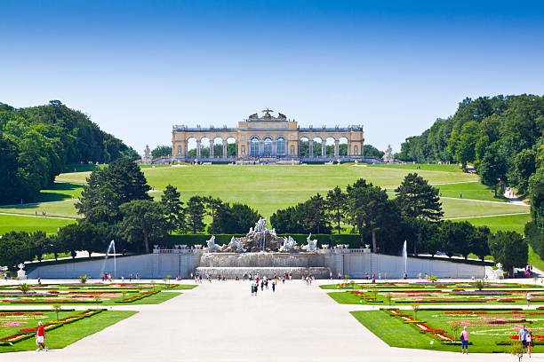Gardens of Schonbrunn Palace, Vienna. stock photo
