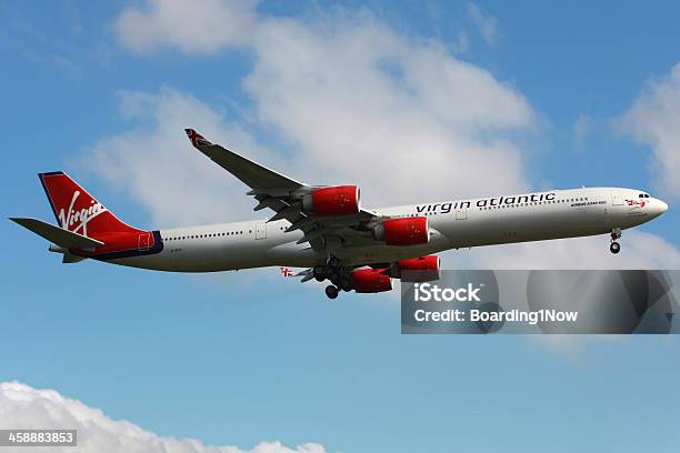 Virgin Atlantic Airbus A 340600 - zdjęcia stockowe i więcej obrazów Airbus A340 - Airbus A340, Anglia, Edytorski