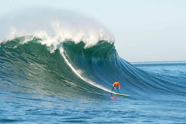 maverick invitational surf concorso - big wave surfing foto e immagini stock