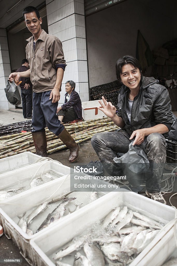 Srteet-Seite Fischmarkt in China - Lizenzfrei Asiatische Kultur Stock-Foto