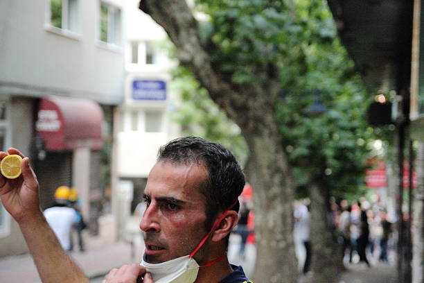 Tear Gas Victim stock photo